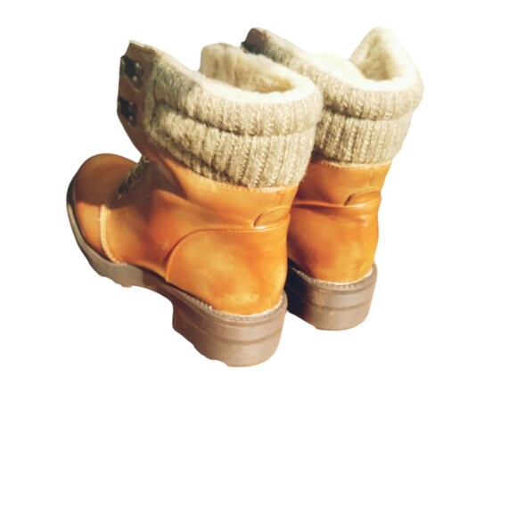 Rouge Helium Boots Women's 8 Chunky Fleece Lined Tie  Up Over Ankle Brown - Picture 2 of 11